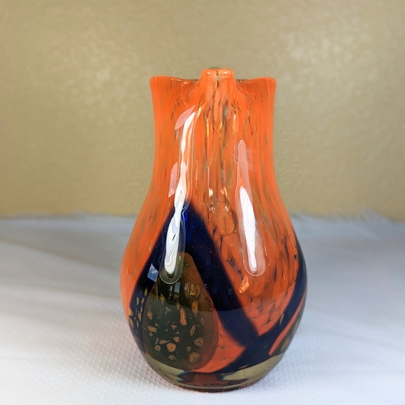 Hand Blown Splatter Art Glass Pitcher Large 10 in - Picture 2 of 12